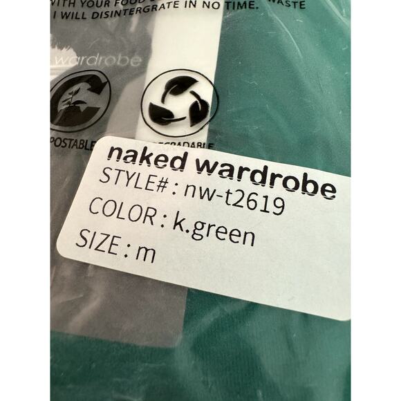 NWT NAKED WARDROBE Smooth Side One Shoulder Emerald Green Crop Top M Athleisure - Picture 5 of 6